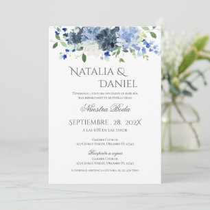 Bleu Dusty Lovely Faire-part de mariage Floral