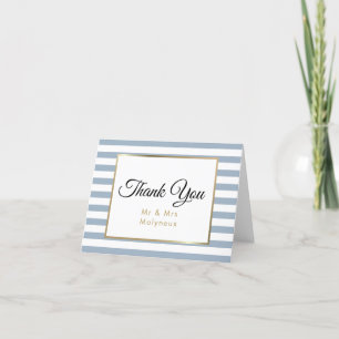 Bleu Dusty  Merci de Mariage de Faux Gold Foil
