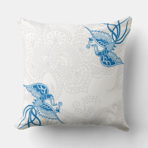Bleu éblouissant et Coussin à motifs floraux
