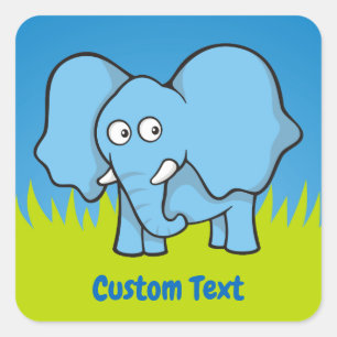 Bleu éléphant autocollant carré