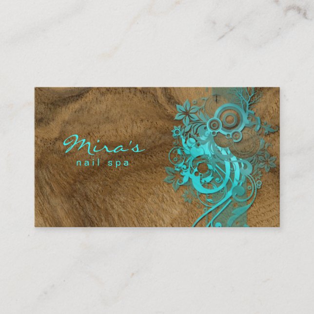 Bleu en bois de aménagement floral de carte de (Devant)