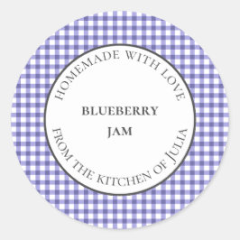 Bleu en vichy pot étiquettes pour cadeaux faits ma