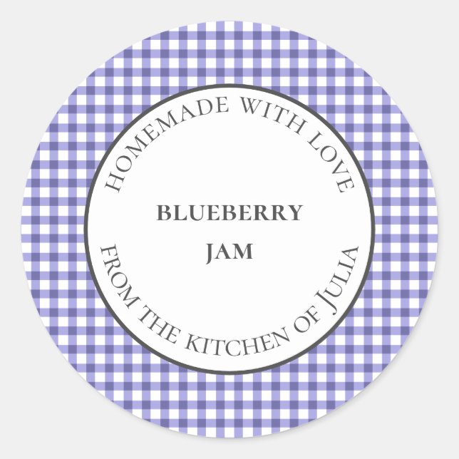 Bleu en vichy pot étiquettes pour cadeaux faits ma (Devant)