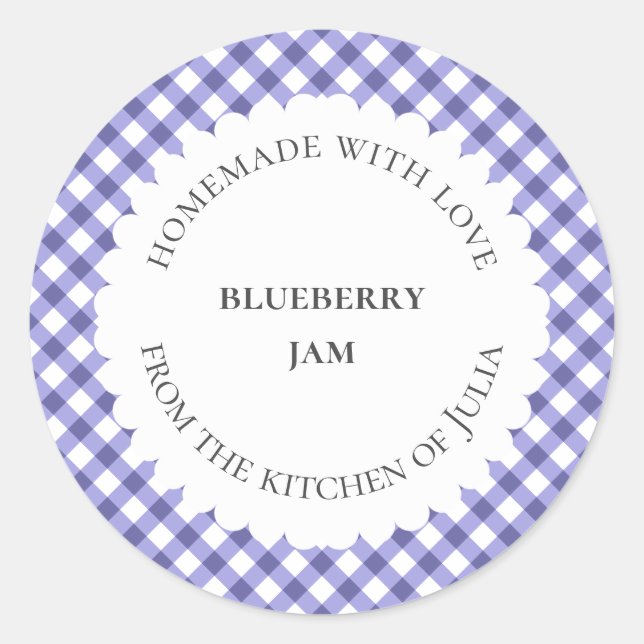 Bleu en vichy pot étiquettes pour cadeaux faits ma (Devant)