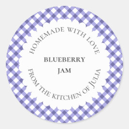 Bleu en vichy pot étiquettes pour cadeaux faits ma