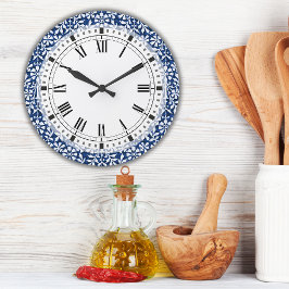 Bleu et blanc Arts et artisanat Grande horloge