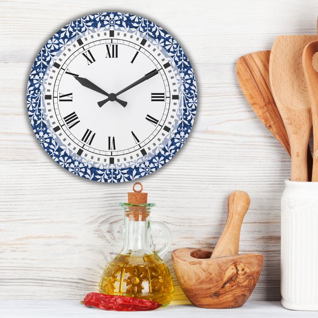 Bleu et blanc Arts et artisanat Grande horloge (Créateur téléchargé)