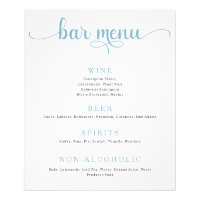 Bleu et blanc cassé Mariage Bar Menu Poster