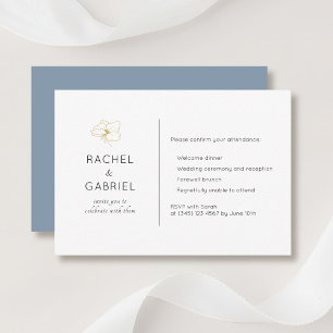 Bleu et blanc Chic Réponse de Mariage Minimalist