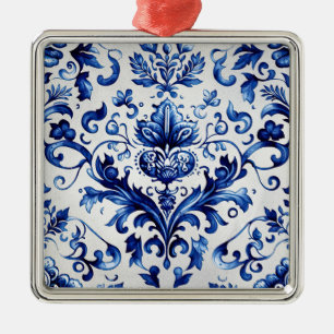 Bleu et blanc Delft style ornement floral motif