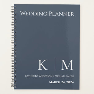 Bleu et blanc - Monogramme-Mariage-planificateur