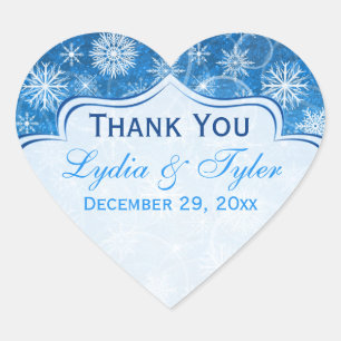 Bleu et blanc Sticker de mariage flocon de neige F