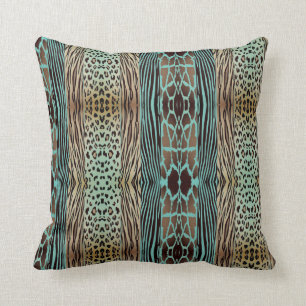 Bleu Et Bleu Animal Imprimé Zebra Coussin en band