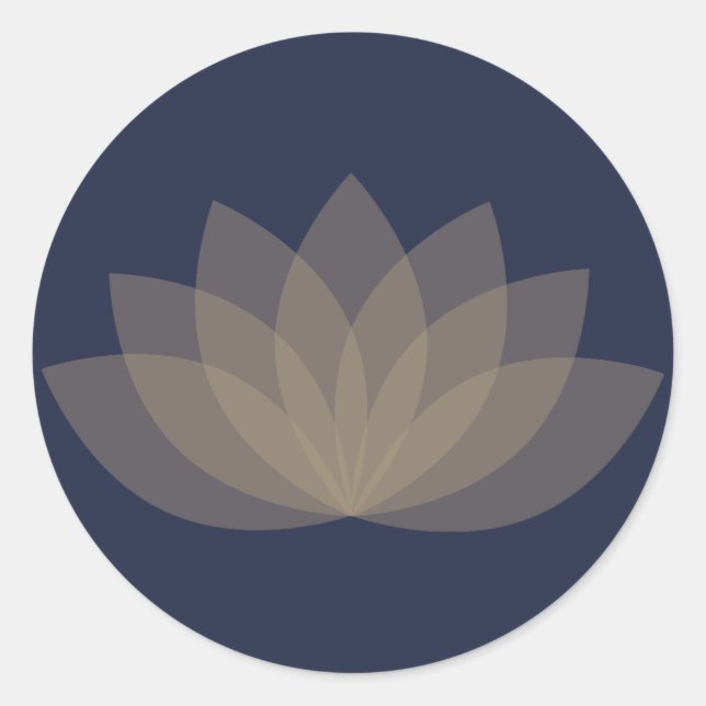 Bleu et brun Lotus Sticker rond Fleur (Devant)