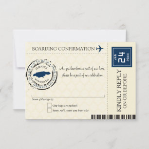 Bleu et Crème Jamaïque Carte d'embarquement RSVP