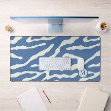 Bleu et crème Moderne Abstrait Wavy Lines Motif