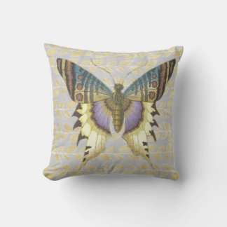 Bleu et jaune Vintage style Coussin papillon