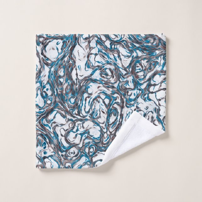 Bleu et marron  (Gant de toilette)