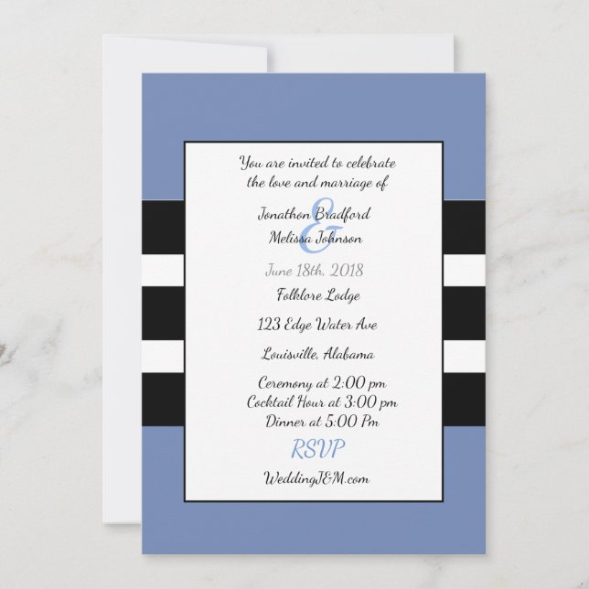 Bleu et Noir Moderne Grille Mariage Invitations (Devant)