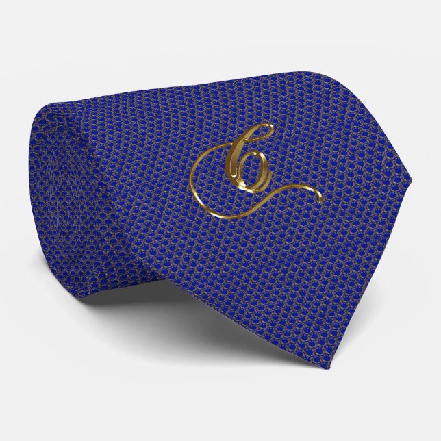 Bleu et or Flourish Cravate masculine (Roulé)