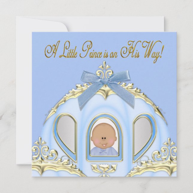 Bleu et or Prince Baby Shower Invitations (Devant)