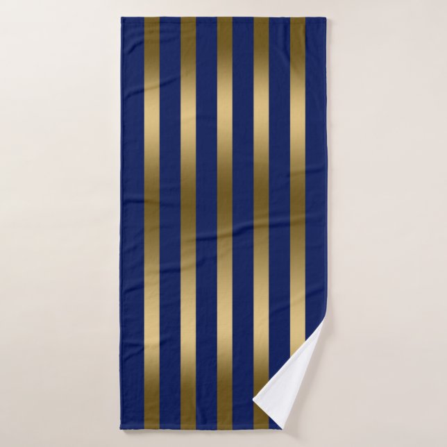 Bleu et or rayures motif (Serviette de bain)