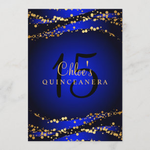 Bleu et or Stardust Quinceañera Invitation