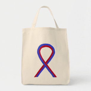 Bleu et rouge Sensibilisation Ruban Sac fourre-tou