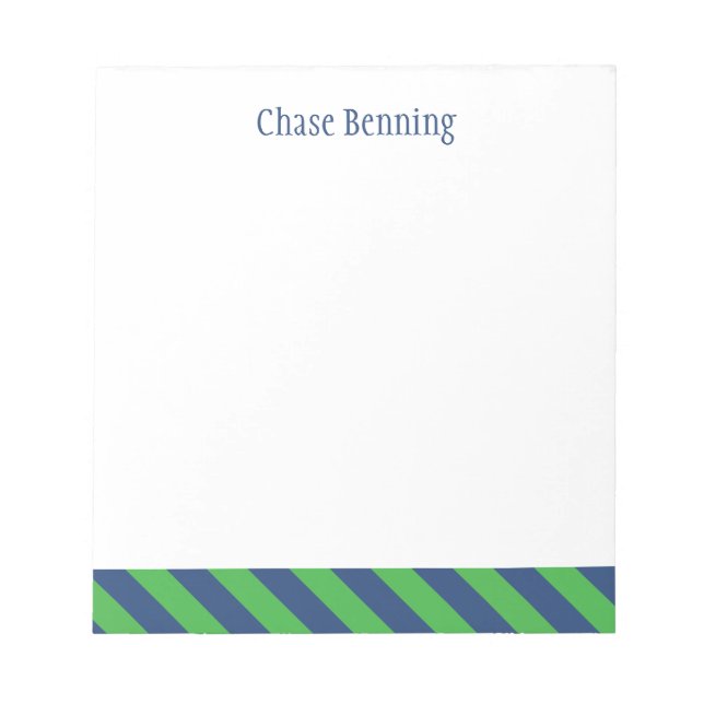 Bleu et vert Cravate bandes Bloc-notes personnalis (Devant)