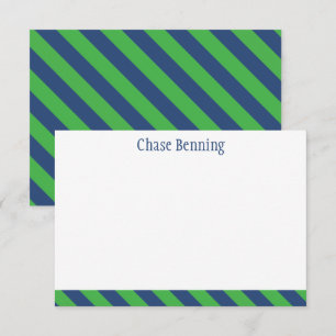 Bleu et vert Cravate bandes personnalisées Cartes