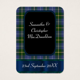 Bleu et vert tartan plaid faveur merci tag