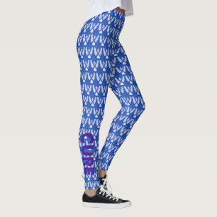 Bleu et violet sensibilisation Ruban Angel Legging