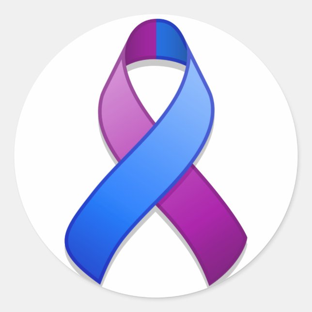 Bleu et Violet Sensibilisation Ruban Sticker rond (Devant)