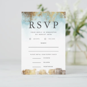 Bleu éthérée et or RSVP avec choix de repas