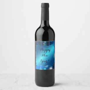 Bleu étincelles et satin Étiquettes de vin perso