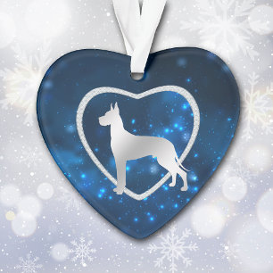 Bleu Étoiles Lumières Grand Dane Dog Ornement