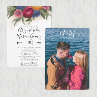 Bleu faire-part de mariage et rose foncé