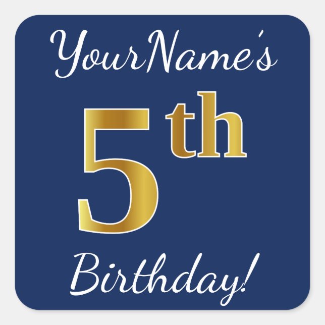 Bleu, Faux Gold 5e anniversaire + Autocollant de n (Devant)