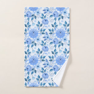 Bleu fleurs d'été salle de bain serviette main