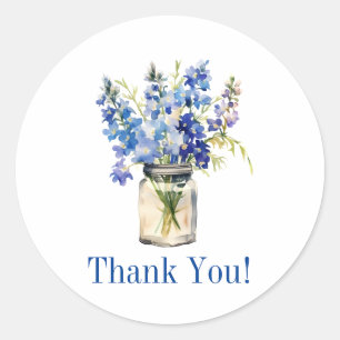 Bleu Fleurs Floriste Stickers Merci