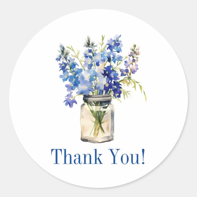 Bleu Fleurs Floriste Stickers Merci (Devant)