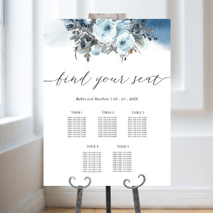 Bleu floral 5 Table ou moins Signe du tableau de s