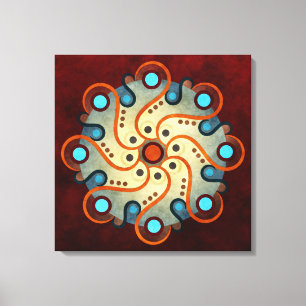 Bleu Floral Abstrait Vector Art Enveloppé Toile P