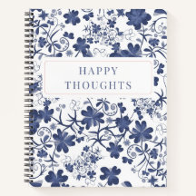 Bleu Floral Double Pensées Diverses Journal Carnet