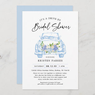 Bleu Floral Drive By Bridal Shower Invitation