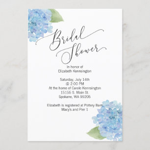 Bleu floral Hydrangea nuptiale douche Invitation