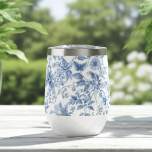 Bleu Floral Toile Élégant Vintage