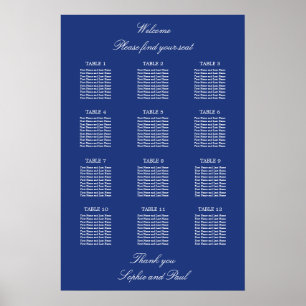 Bleu foncé 12 Mariage de table Poster
