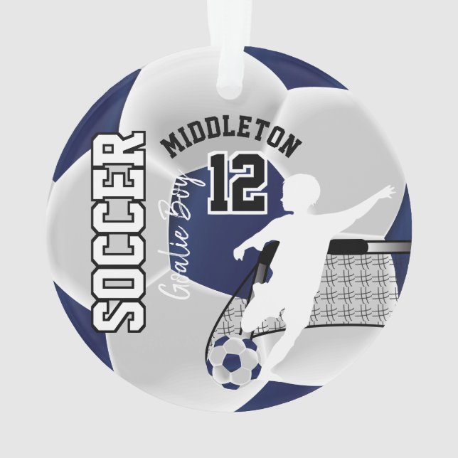 Bleu foncé et blanc Football Garçon de gardien de  (dos)