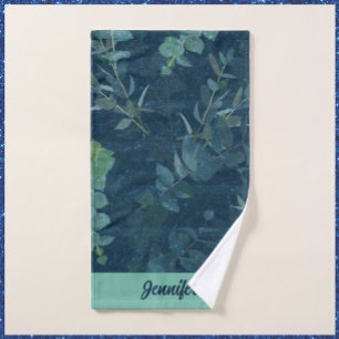 Bleu foncé et Feuilles verts Turquoises